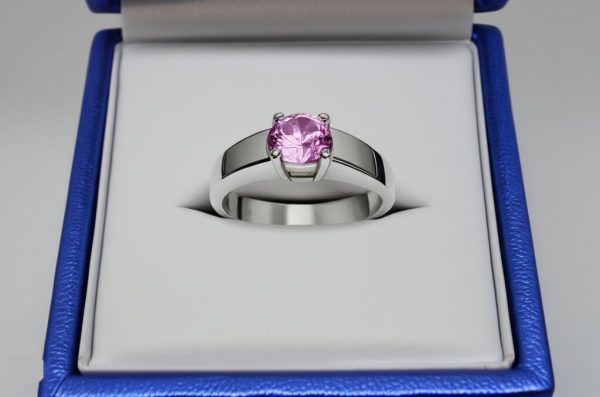 Pink tourmaline men's ring