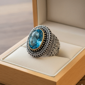 Sky blue topaz man's ring