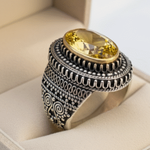 Men's yellow citrine Ring